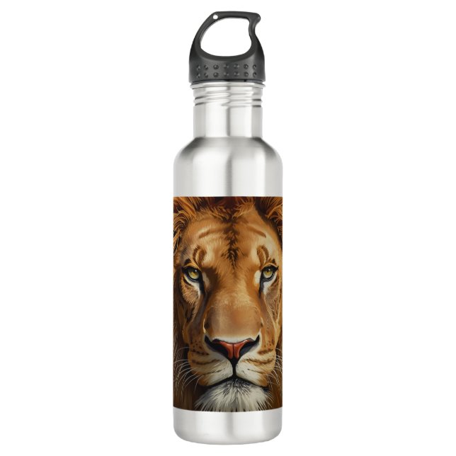 Majestic Lion Stainless Steel Water Bottle Powerfu Edelstahlflasche (Vorderseite)