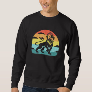 Majestic Lion Symbol Retro Vintag Sunset Lion Leo Sweatshirt