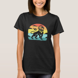 Majestic Lion Symbol Retro Vintag Sunset Lion Leo T-Shirt