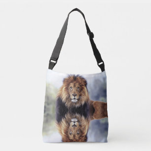 Majestic Lion und Reflektion Tragetaschen Mit Langen Trägern