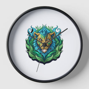 Majestic Lion Vector Art Wall Clock Zuhause Décor Uhr