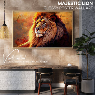 Majestic Lion Wall Art Glossy Poster