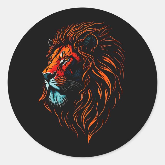 Majestic Lion's Face Classic Round Sticker (Vorderseite)