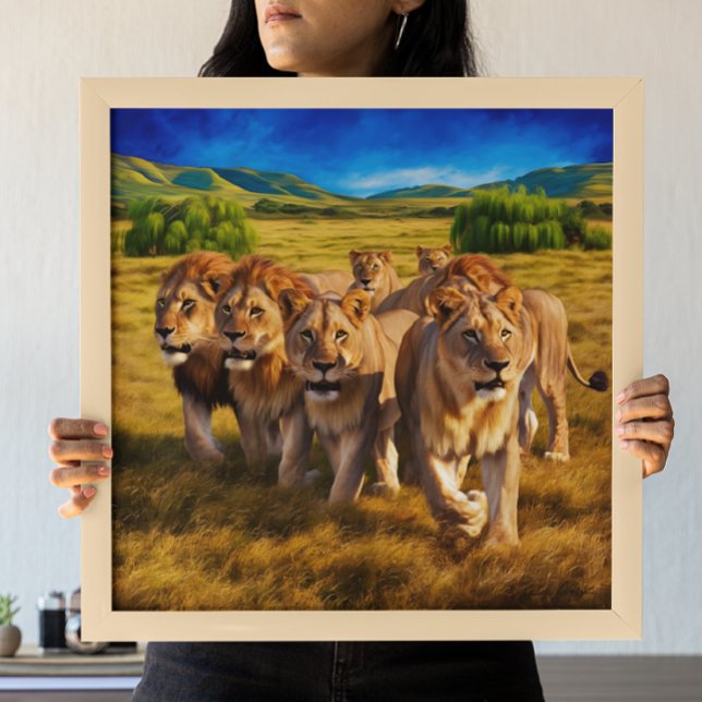 Majestic Lions Roaming mit der Savanna Poster (Von Creator hochgeladen)