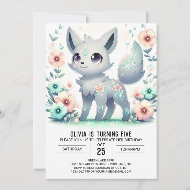 Majestic Little Wolf Digital Geburtstag Einladung (Vorderseite)