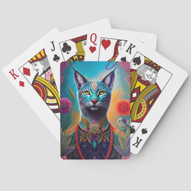 Majestic Lynx Poker Art Illustriert Spirit Animal Spielkarten (Rückseite)