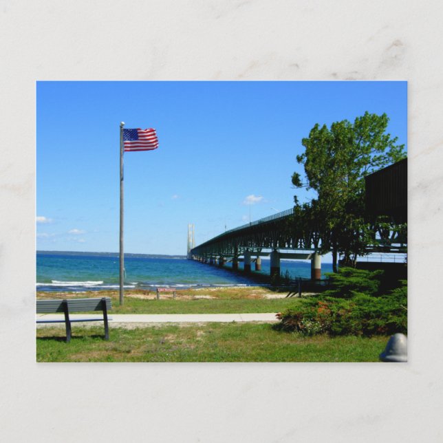 Majestic Mackinaw Bridge Postkarte (Vorderseite)