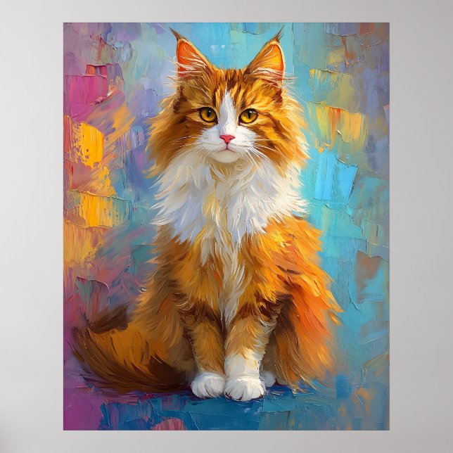 Majestic Maine Coon Cat – Regal Digital Portrait Poster (Vorne)