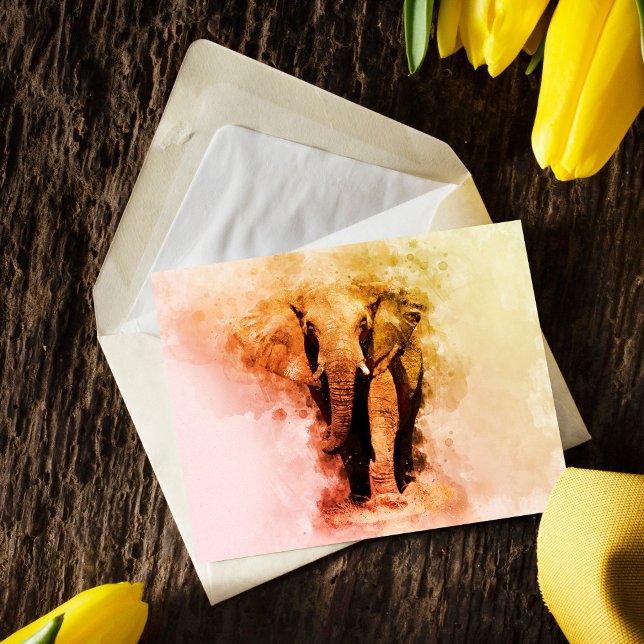 Majestic Malé African Elephant Walking Wasserfarbe Postkarte (Von Creator hochgeladen)