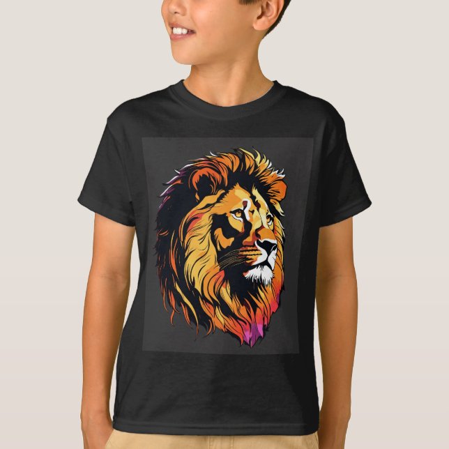 "Majestic Mane: Exclusive Lion Head T - Shirt Desi (Vorderseite)