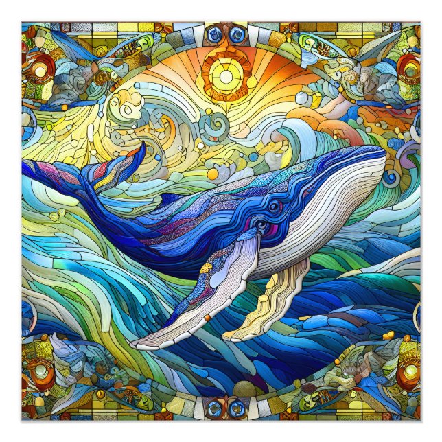 Majestic Marine Mosaik A Stainted Glass Whale Fotodruck (Vorne)