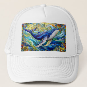 Majestic Marine Mosaik A Stainted Glass Whale Truckerkappe