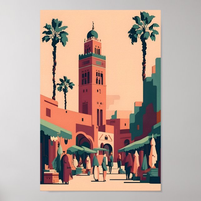 Majestic Marrakech City Elegance 4K Ausblick Poster (Vorne)