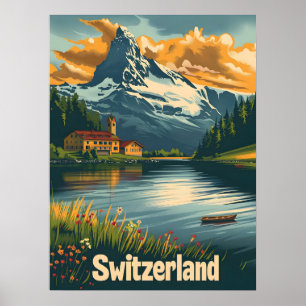 Majestic Matterhorn: Lakeside Bliss in Schweiz Poster