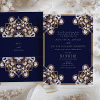 Majestic Midnight Blue and Gold Floral Wedding
