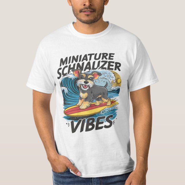 Majestic Miniatur Schnauzer Surfen T-Shirt (Vorderseite)