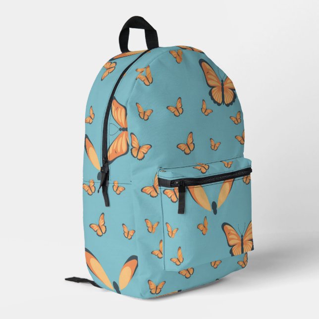 Majestic Monarch Butterfly Bedruckter Rucksack (Rückseitige Ecke links)