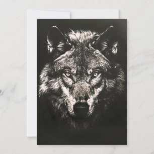 Majestic Monochrome Wild Wolf Feiertagskarte