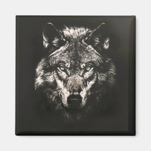 Majestic Monochrome Wild Wolf Magnet