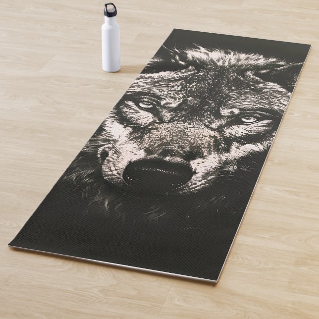 Majestic Monochrome Wild Wolf Yogamatte (Beispiel)