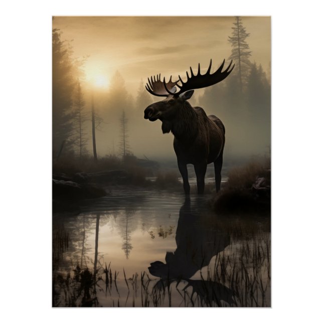 Majestic Moose at Dawn Poster (Vorderseite)