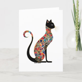 Majestic Mosaic Feline Cat Lady Card Feiertagskarte
