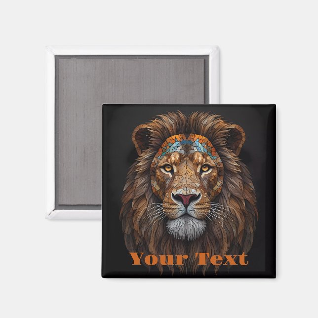 Majestic Mosaik Lion Head Magnet (Vorderseite/Rückseite)