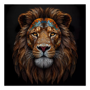 Majestic Mosaik Lion Head Poster