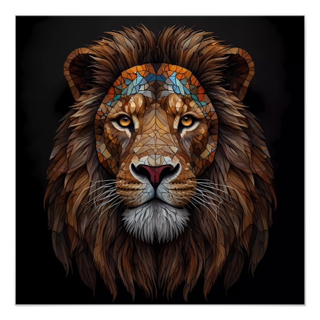 Majestic Mosaik Lion Head Poster (Vorderseite)