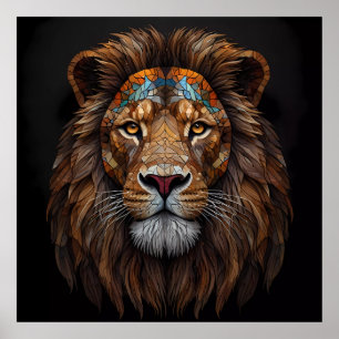 Majestic Mosaik Lion Head Poster