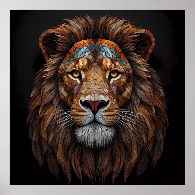 Majestic Mosaik Lion Head Poster (Vorne)