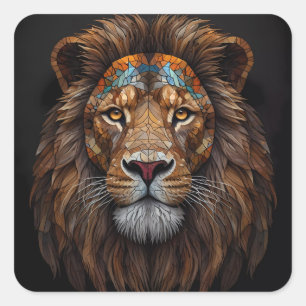 Majestic Mosaik Lion Head Quadratischer Aufkleber