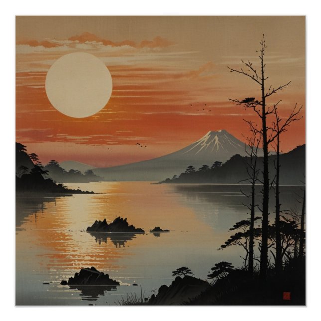 Majestic Mount Fuji Landschaft Landschaft Kunst, D Poster (Vorderseite)