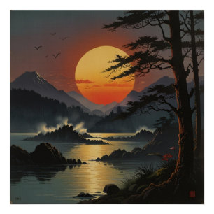 Majestic Mount Fuji Landschaft Landschaft Kunst, D Poster