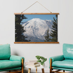 Majestic Mount Rainier Landschaft Wandteppich Mit Holzrahmen