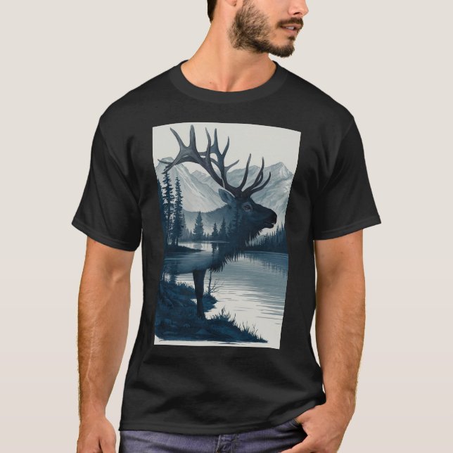 "Majestic Mountain Deer T - Shirt" T-Shirt (Vorderseite)