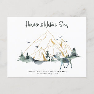 Majestic Mountain Forest Woodland Weihnachtskarte Postkarte