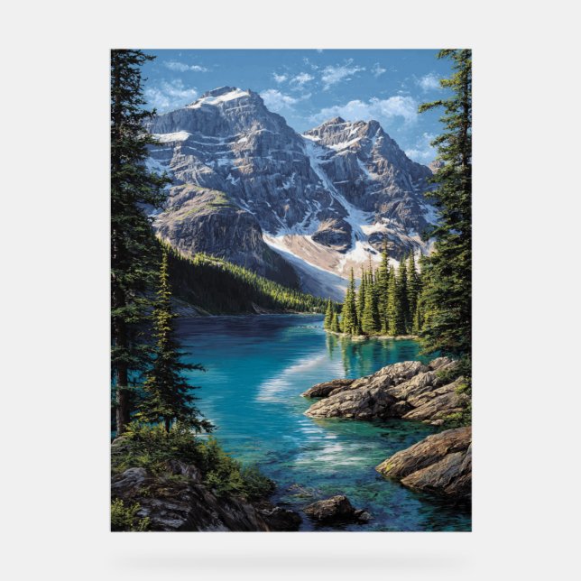Majestic Mountain Lake Poster – Realistic Nature L (Vorderseite)