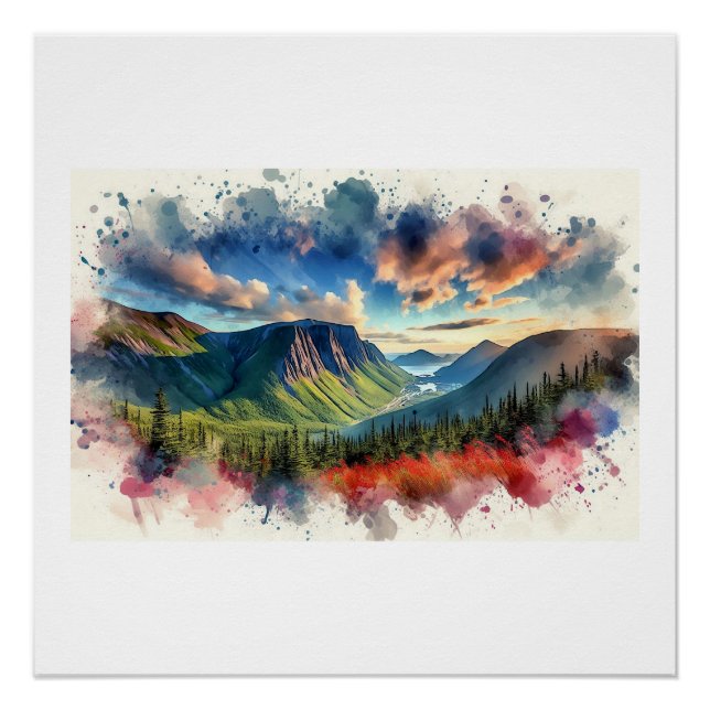 Majestic Mountain Landscape at Sunset,  Poster (Vorderseite)