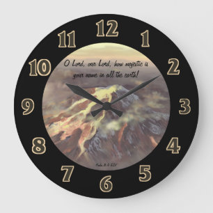 Majestic Mountain Scripture Large Clock Große Wanduhr