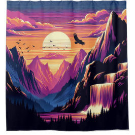 Majestic Mountain Sunset Duschvorhang Liner