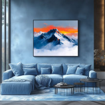 Majestic Mountain Sunset Fauvist, Alpenlandschaft