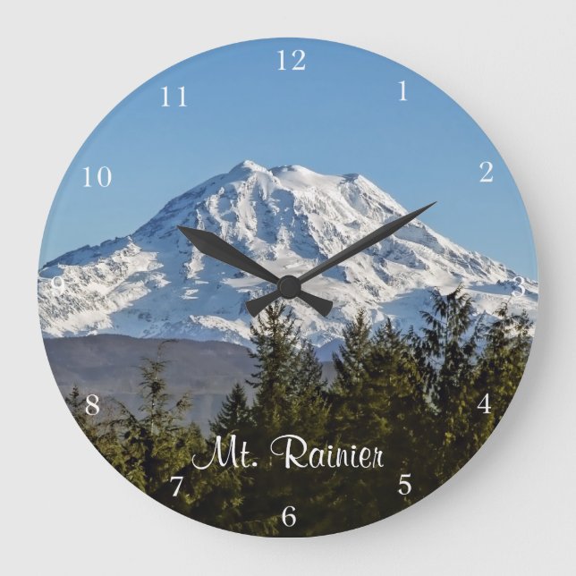 Majestic Mt Rainier Große Wanduhr (Vorderseite)