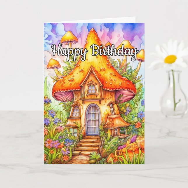 Majestic Mushroom House Illustration Karte (Kleine Pflanze)