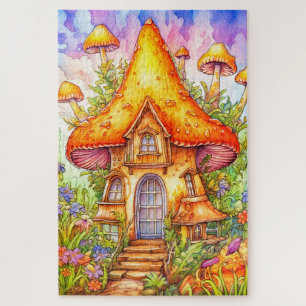 Majestic Mushroom House Illustration Puzzle
