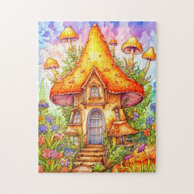 Majestic Mushroom House Illustration Puzzle (Vertikal)