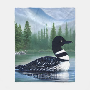 Majestic Northern Wilderness Loon Fleecedecke