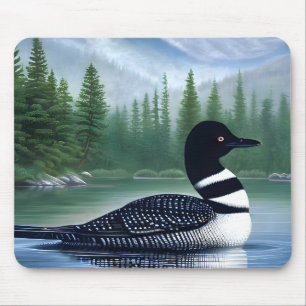 Majestic Northern Wilderness Loon Mousepad