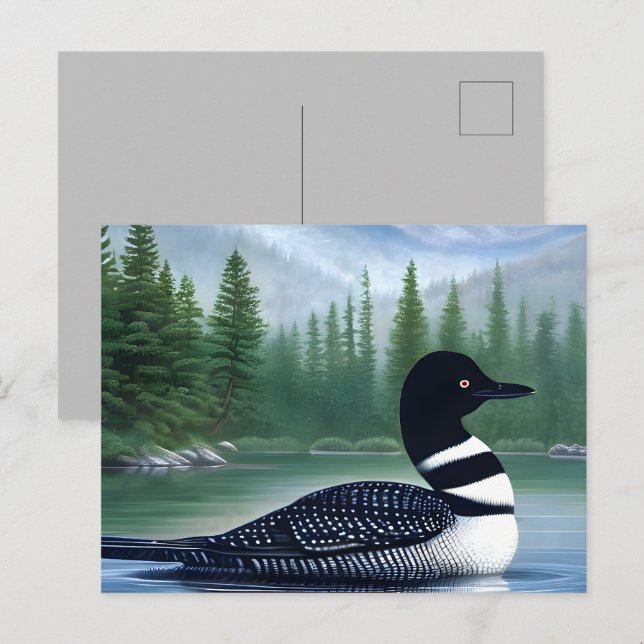 Majestic Northern Wilderness Loon Postkarte (Vorne/Hinten)