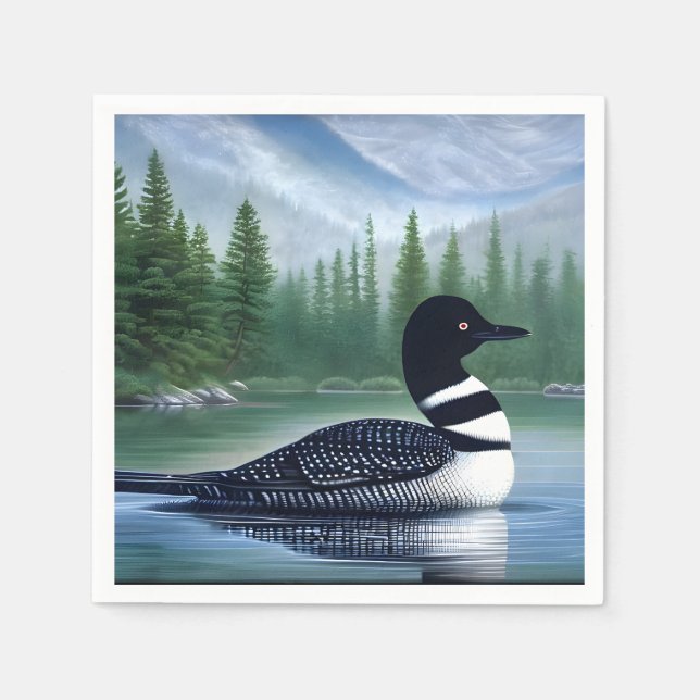 Majestic Northern Wilderness Loon Serviette (Vorderseite)
